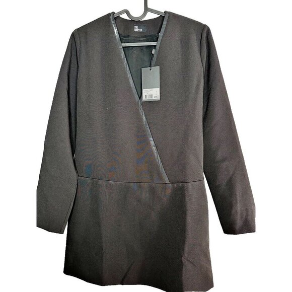 THE KOOPLES Short Black Crossover Long Sleeve Dress S Preppy Cocktail Career - Picture 6 of 10